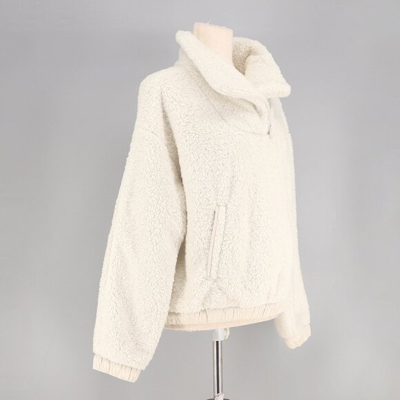ATHLETA Tugga Sweatshirt Sherpa Teddy Fleece High-Neck Off-White Beige Size S - Picture 3 of 10
